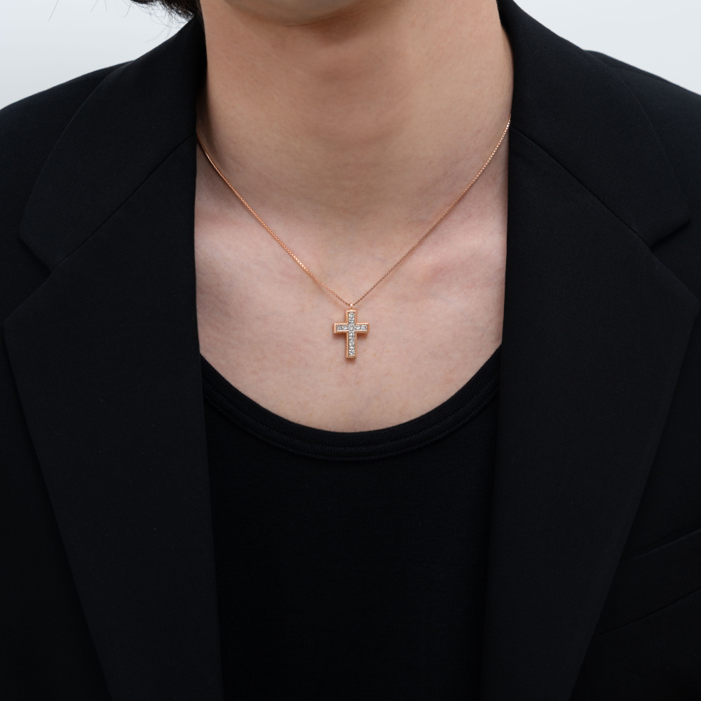 正規品 ゆきざき リッチクロス ネックレス ペンダント ユキザキ k18 YG 新品] ユキザキ リッチクロス ピンクゴールド ネックレス 1.0ct