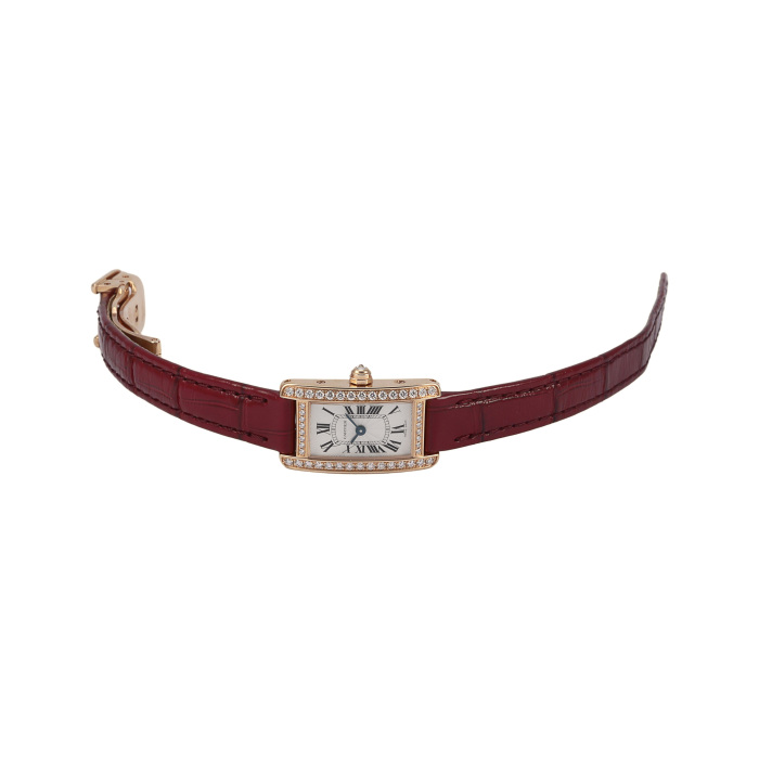 【未使用品】カルティエ タンクアメリカンミニ クロコダイル ピンク ベルト WB710014 シルバー Cartier（カルティエ）ミニタンクアメリカン